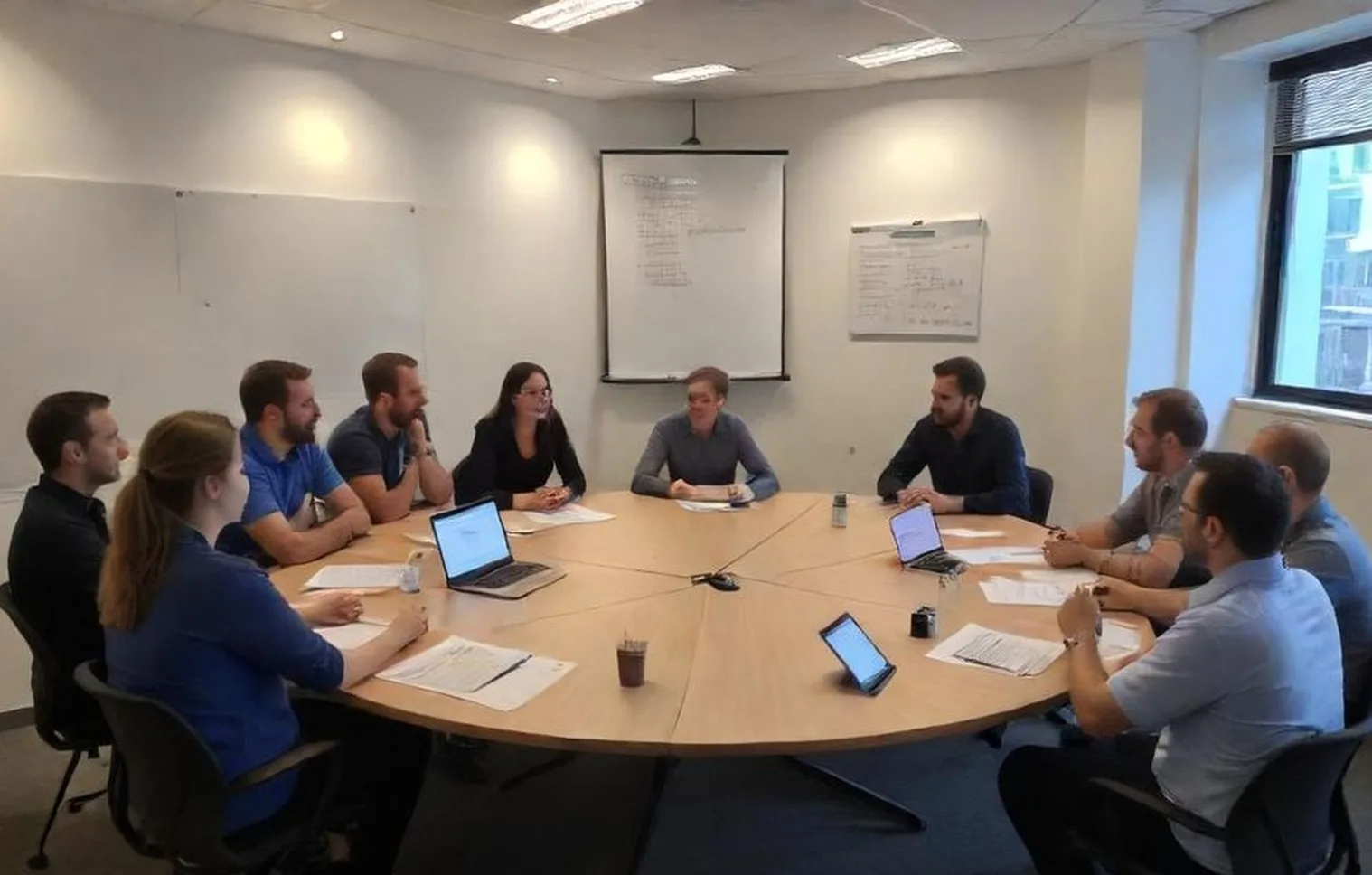 Distributed team coaching meeting